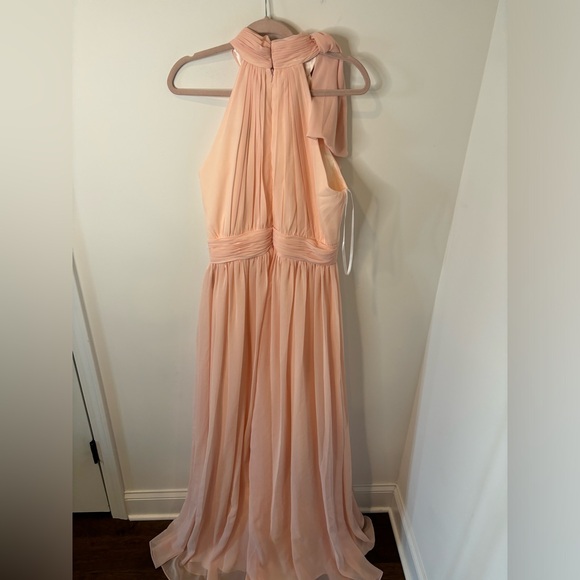 NWT IEENA MAC DUGGAL HIGH NECK CHIFFON GOWN SIZE 10 BLUSH - Picture 5 of 6